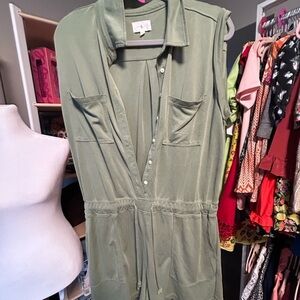 Lou and gray loft Olive Green Sleeveless Jumpsuit size large preloved